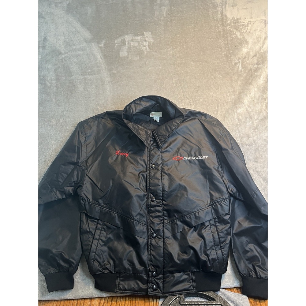 Chevrolet Mens Jacket Medium Black Snap Front Heartbeat Of America Embroidered